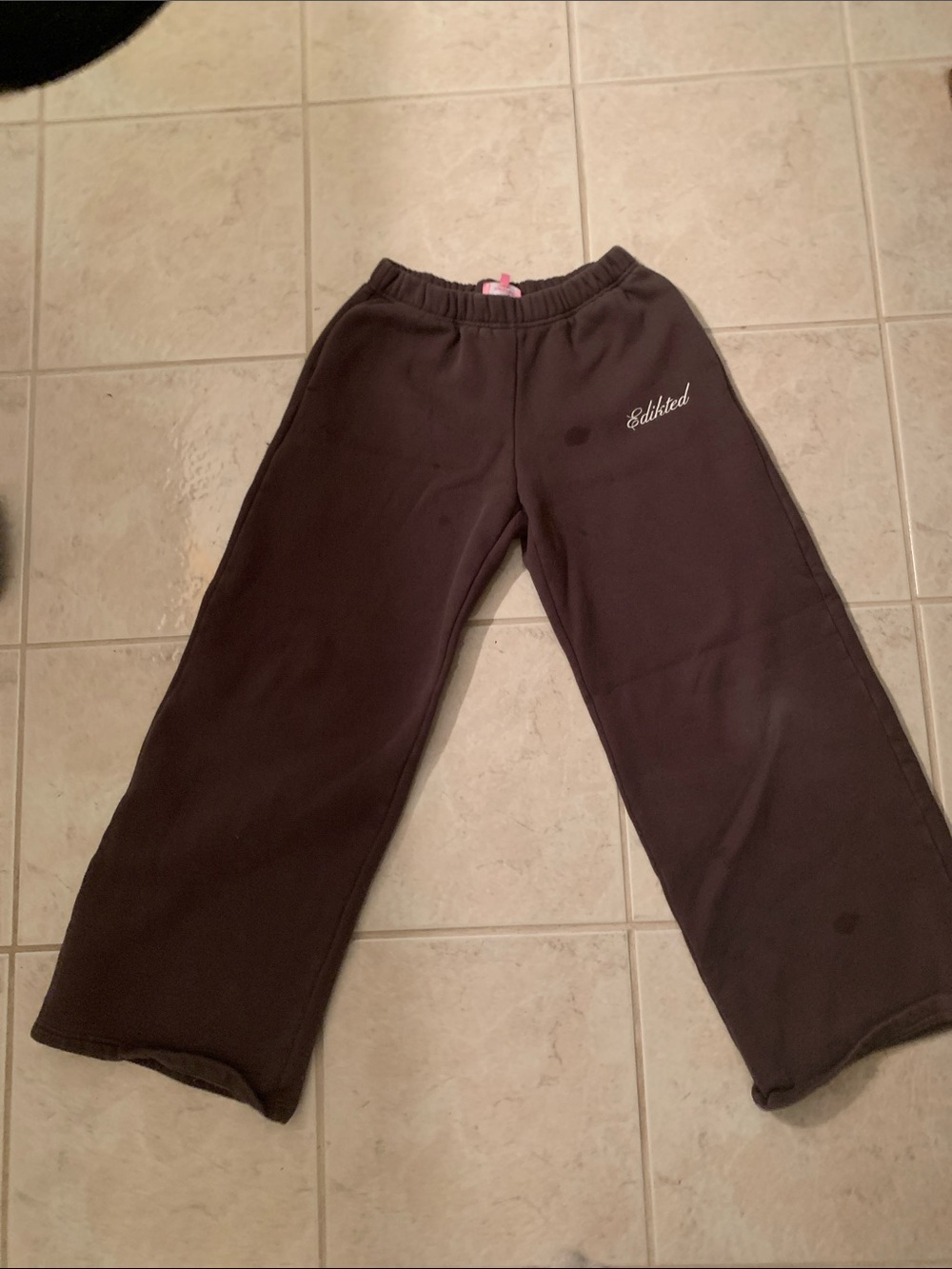 Edikted Dark Brown Sweatpants with Logo